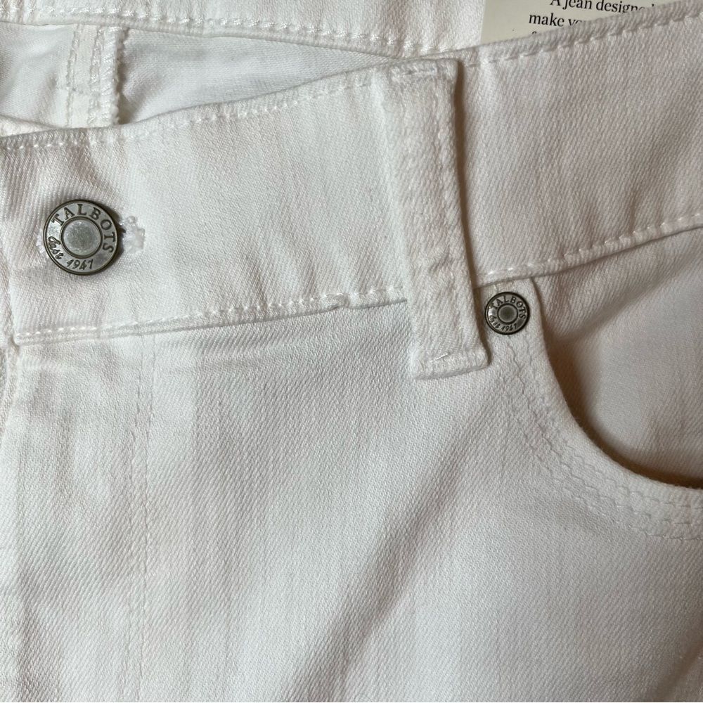 New Talbots Flawless Five-Pocket Boyfriend Denim Jeans Off-white Color Size 10P - Picture 7 of 8